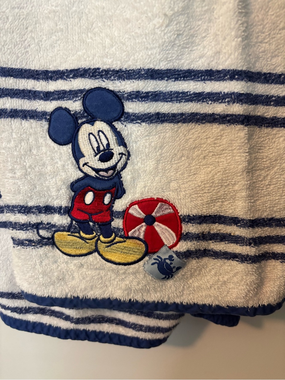 Vintage Y2K Disney Mickey Mouse Embroidered Summer Striped Beach Towel - Picture 2 of 3